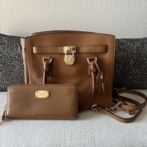 Michael Kors Tan Leather Shoulder Tote Bag and Wallet